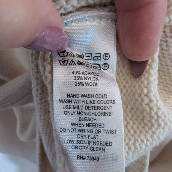 Max Studio Wool Blend Sweater Sleeve Cutouts Longline Neutral Knit Medium - Picture 11 of 11